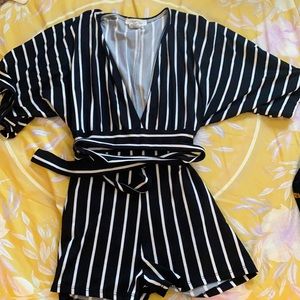Black & white stripped romper